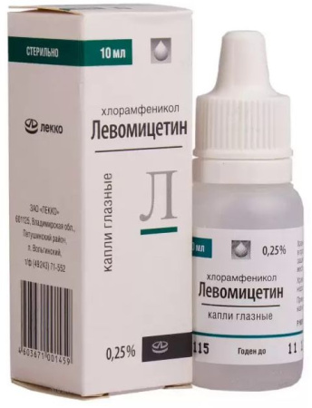 Левомицетин, капли глазные 0.25%, 10 мл (арт. 190203)