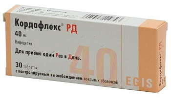 Кордафлекс РД, таблетки с контрол. высв. покрыт. плен. об. 40 мг, 30 шт. (арт. 191832)