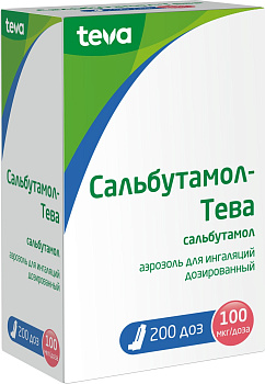 Сальбутамол-Тева, аэрозоль для ингаляций 100 мкг/доза, 200 доз (арт. 193021)