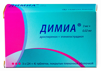 Димиа, таблетки покрыт. плен. об. 3 мг+0.02 мг, 84 шт. (арт. 193067)