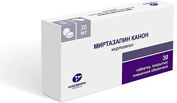 Миртазапин Канон, таблетки покрыт. плен. об. 30 мг, 30 шт. (арт. 193334)