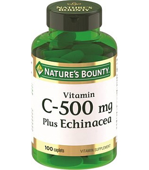 Nature'S Bounty Витамин C 500 мг плюс эхинацея, таблетки, 100 шт (арт. 237533)