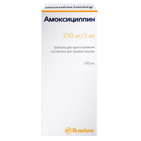Амоксициллин, гранулы 250 мг/5 мл, 40 г (арт. 171154)