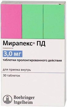 Мирапекс ПД, таблетки пролонг. 3 мг, 30 шт. (арт. 189976)