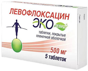 Левофлоксацин Эколевид, таблетки покрыт. плен. об. 500 мг, 5 шт. (арт. 190565)