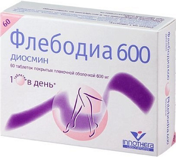 Флебодиа 600, таблетки покрыт. плен. об. 600 мг, 60 шт. (арт. 196704)