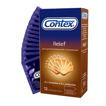 Презервативы Contex Relief с ребрами и точками, 12 шт. (арт. 199111)