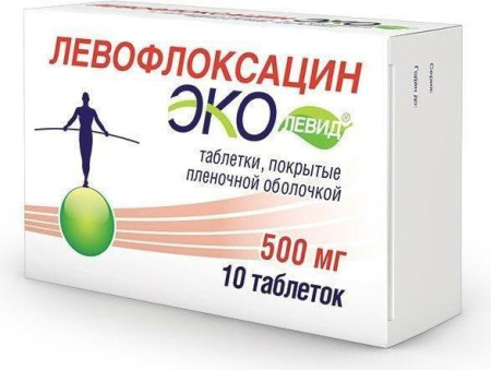 Левофлоксацин Эколевид, таблетки покрыт. плен. об. 500 мг, 10 шт. (арт. 200114)