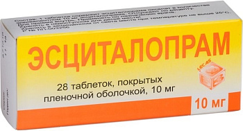 Эсциталопрам, таблетки покрыт. плен. об. 10 мг, 28 шт. (арт. 202475)