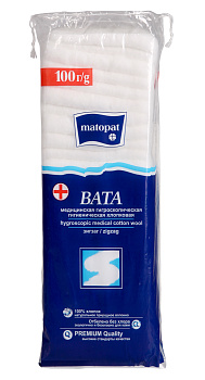 Вата Matopat хлопковая нестерильная (зиг-заг), 100 г (арт. 21545)