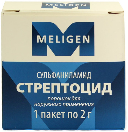 Стрептоцид, порошок (Мелиген), пакетик 2 г (арт. 207504)