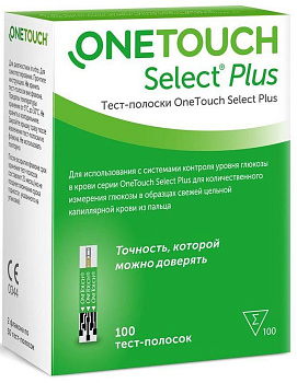 Тест-полоски One Touch Select Plus, 100 шт. (арт. 222495)