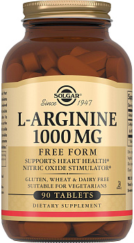 Солгар L-Аргинин, таблетки 1000 мг, 90 шт. (арт. 215993)