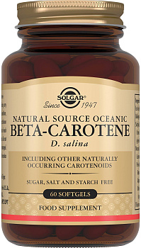 Солгар Бета-каротин из океанической водоросли D.Salina, капсулы, 60 шт. (арт. 216006)